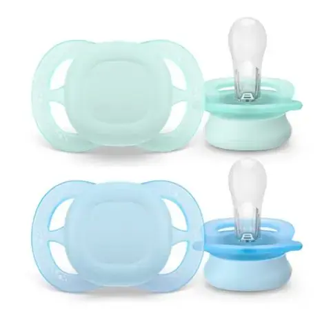Пустышка Philips Avent Ultrastart Однотонные Ментоловый, Голубой 0-2 мес 2 шт