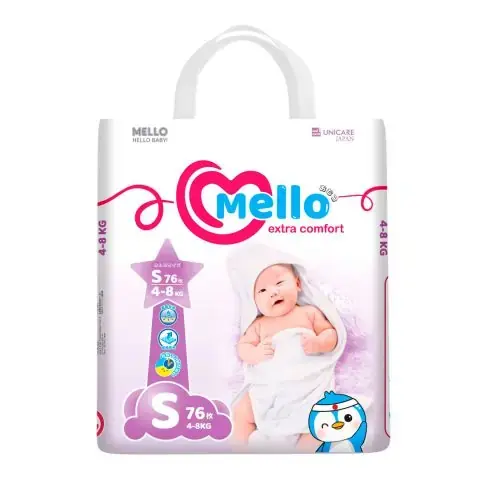 Подгузники Mello S 4-8 кг 76 шт