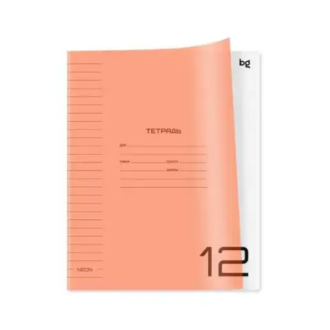 Тетрадь 12 л линия BG UniTone. Neon, пластиковая обложка, неон оранжевый