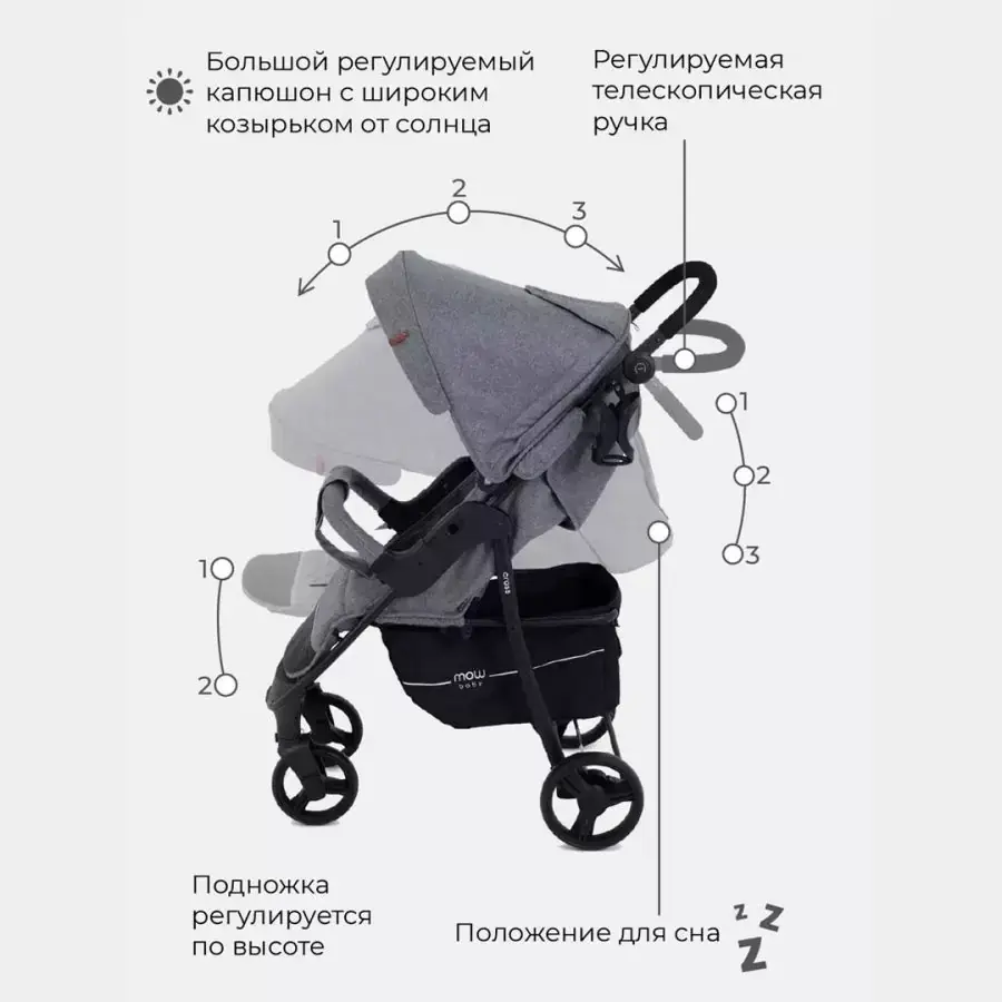 Коляска MOWbaby CROSS RA080 Gold Grey 0+ мес