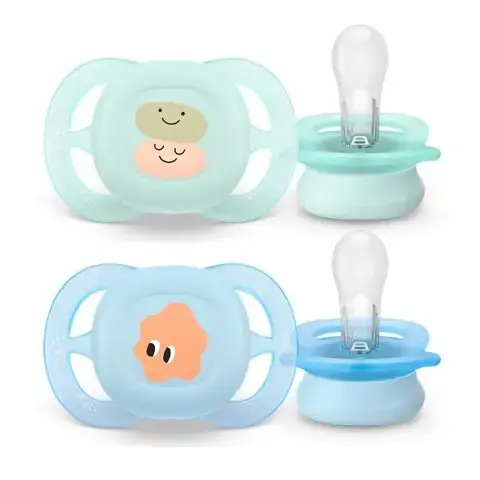 Пустышка Philips Avent Ultrastart Смайлики Клякса Ментоловый, голубой0-2 мес 2 шт