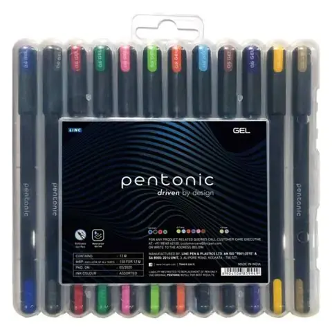 Ручка гелевая Pentonic Gel 0.6-1.0мм 12 цв. (ассорт) Linc в блистере