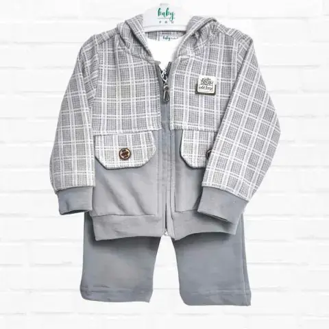Комплект 3ка Baby fou в клетку Серый