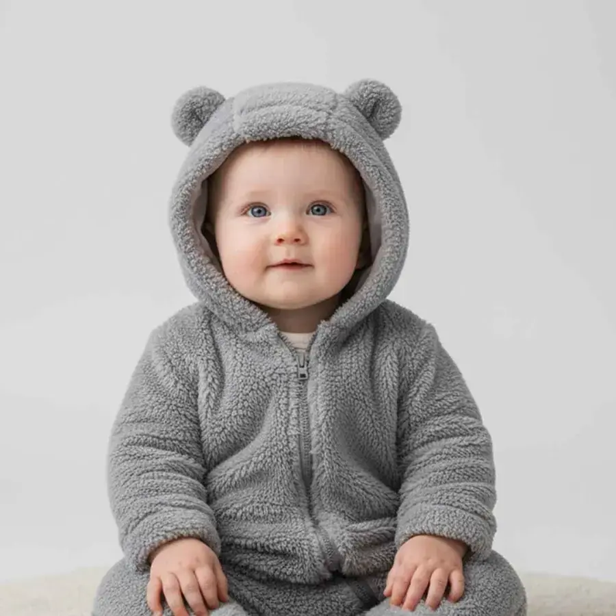 Плюшевый комбинезон Baby series однотонный с ушками Серый