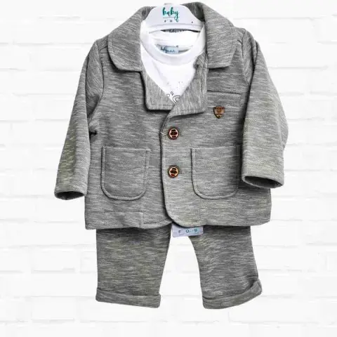 Комплект 3ка Baby fou однотонный с кормашками Серый